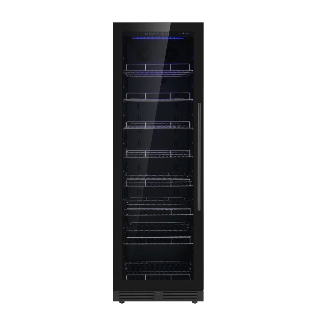 KingsBottle Large Beverage Refrigerator With Low-E Borderless Black Glass Door