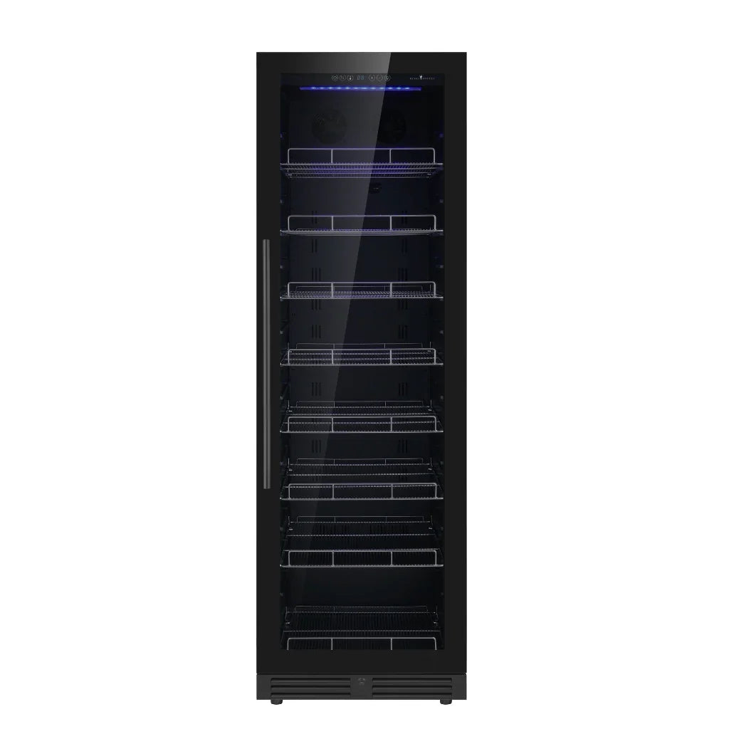 KingsBottle Large Beverage Refrigerator With Low-E Borderless Black Glass Door