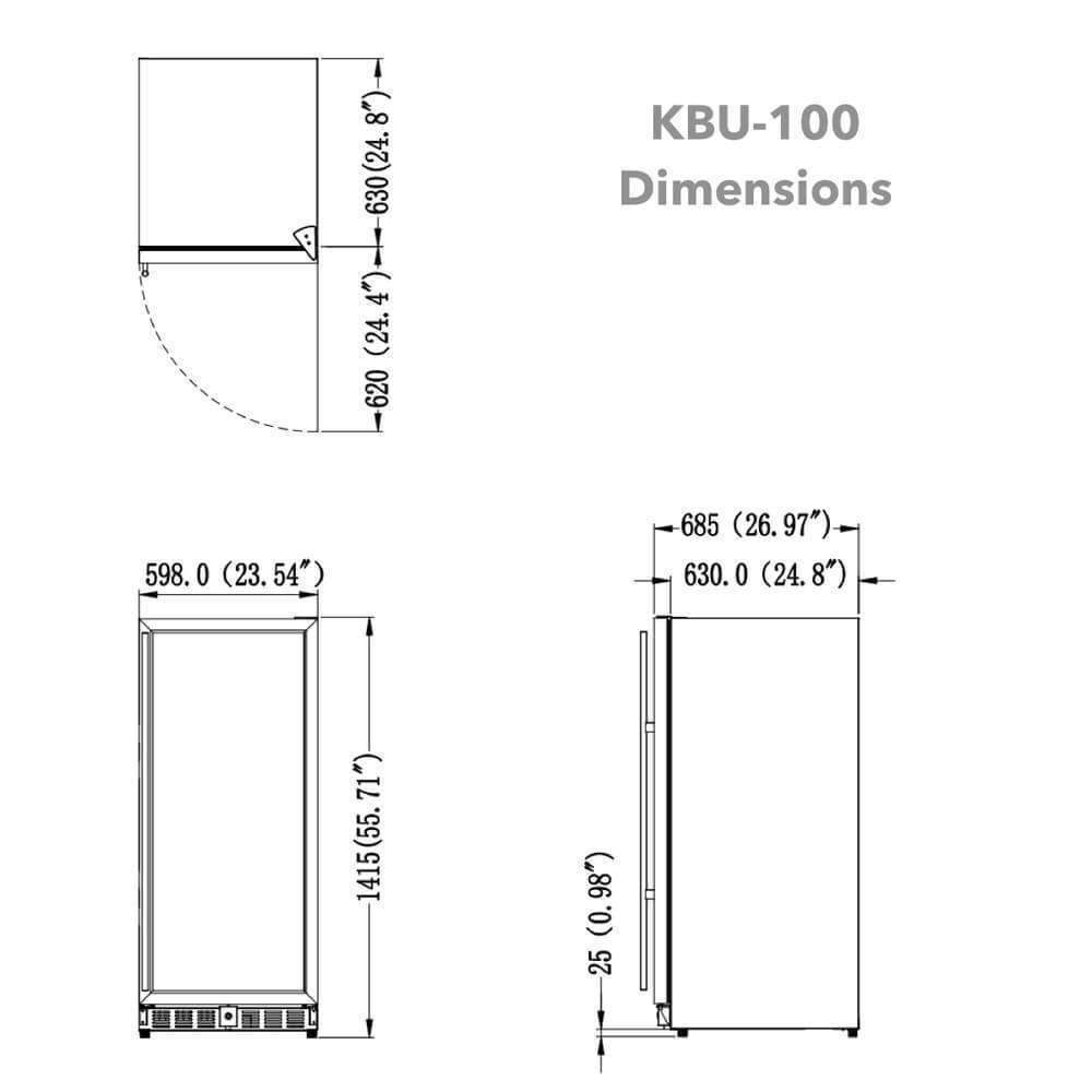 KingsBottle 24" Upright Dual Zone Wine Fridge For Home 100 Bottle - KBU100DX