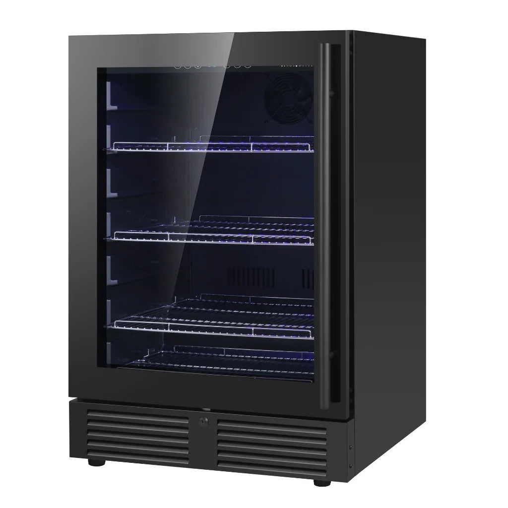 KingsBottle 24 Inch Under Counter LOW-E Borderless Black Glass Door - KBU145BX-FG