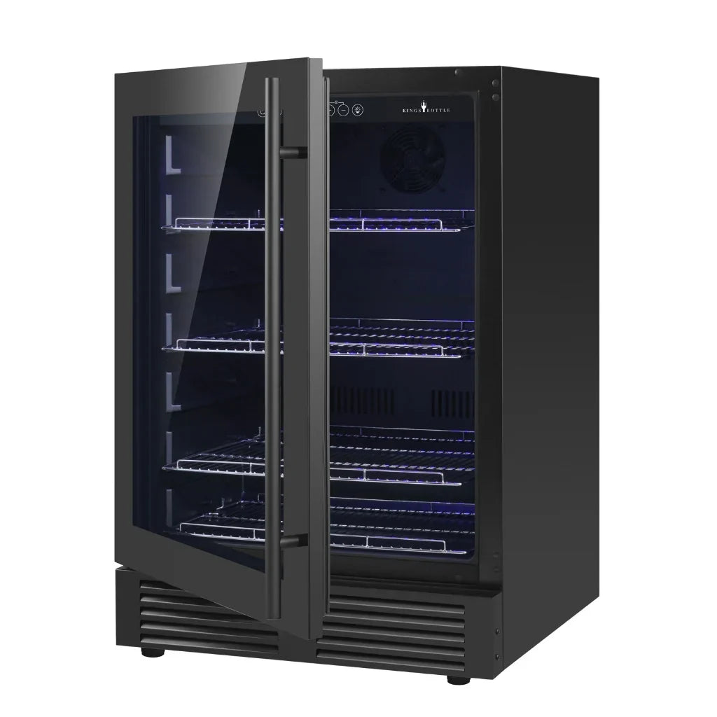 KingsBottle 24 Inch Under Counter LOW-E Borderless Black Glass Door - KBU145BX-FG