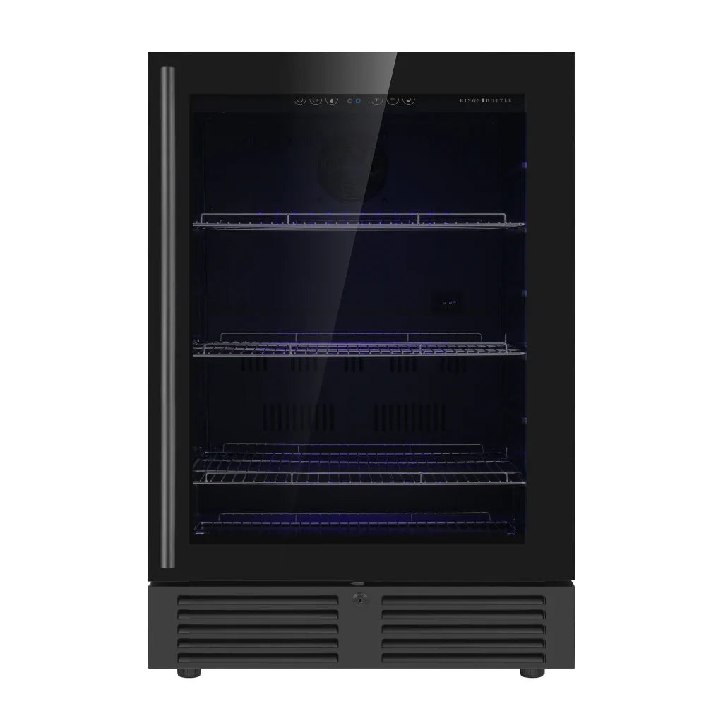 KingsBottle 24 Inch Under Counter LOW-E Borderless Black Glass Door - KBU145BX-FG