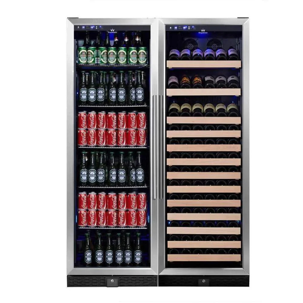 KingsBottle 72" Large Wine And Beverage Cooler Drinks Combo With Clear Door - KBU170BW2