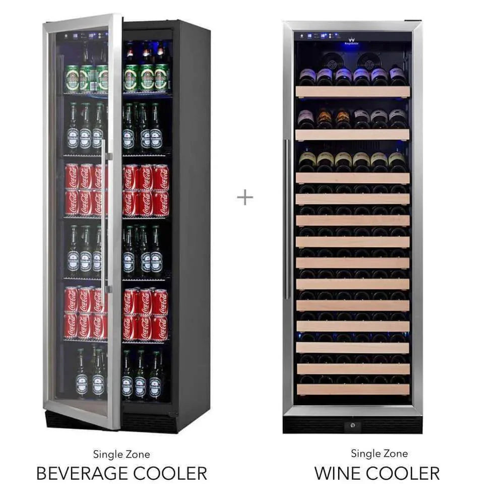 KingsBottle 72" Large Wine And Beverage Cooler Drinks Combo With Clear Door - KBU170BW2
