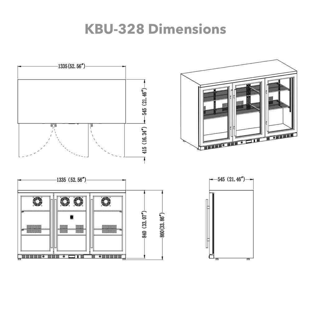 KingsBottle 53" Solid 3-Door Outdoor Beverage Drinks Cooler - KBU328ASD