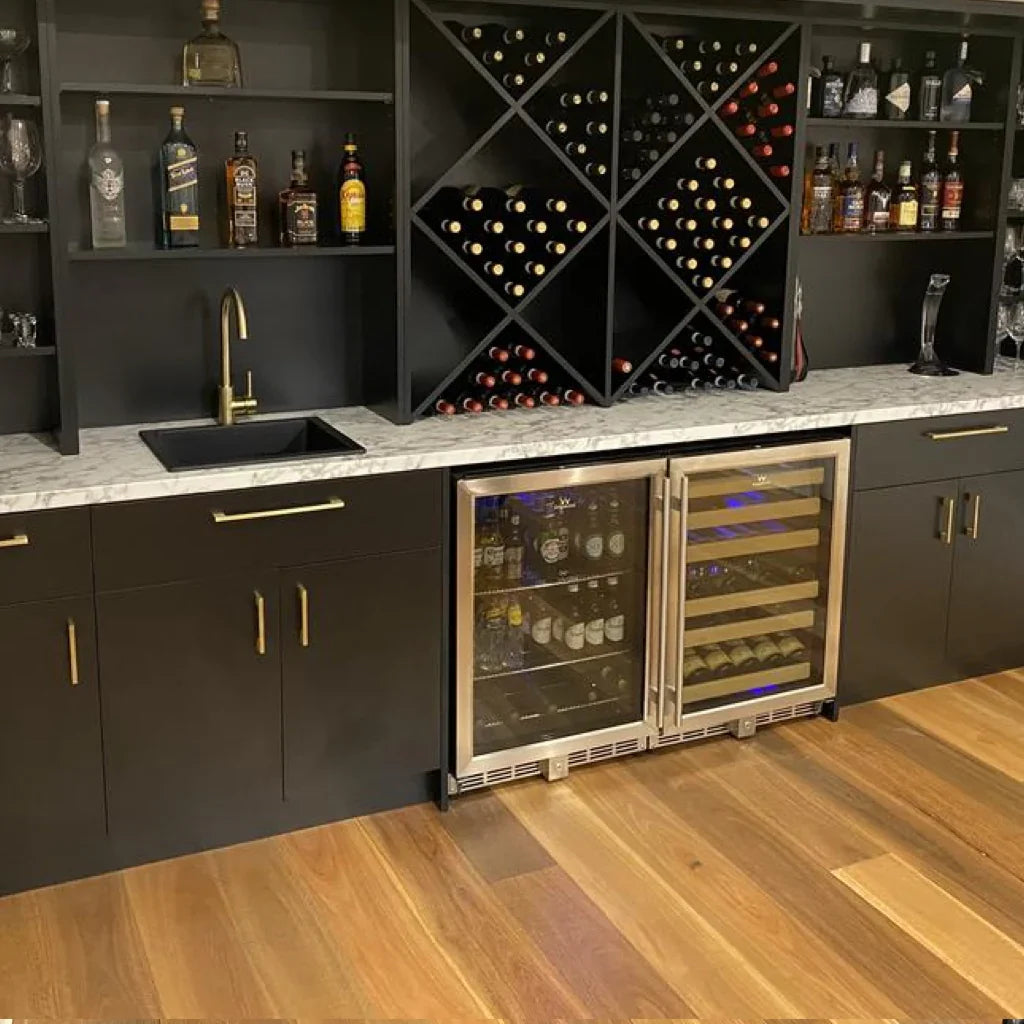 KingsBottle 48 Inch Glass Door Wine And Beverage Fridge Center Built In - KBU50BW3