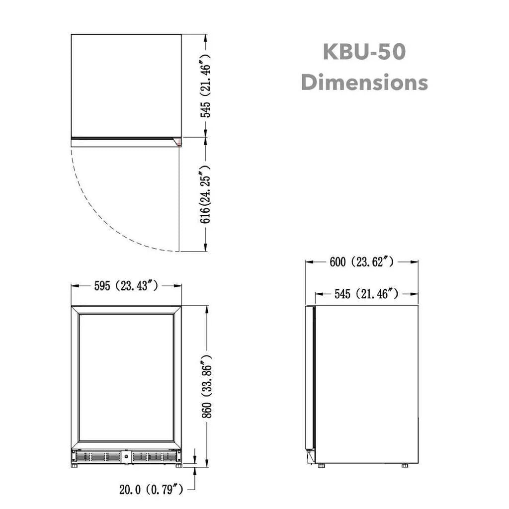 KingsBottle 48 Inch Glass Door Wine And Beverage Fridge Center Built In - KBU50BW3