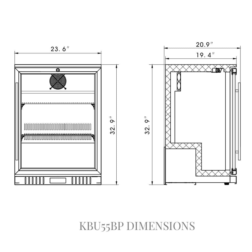 KingsBottle 24" Glass Door Back Bar Beer Fridge - KBU55BP