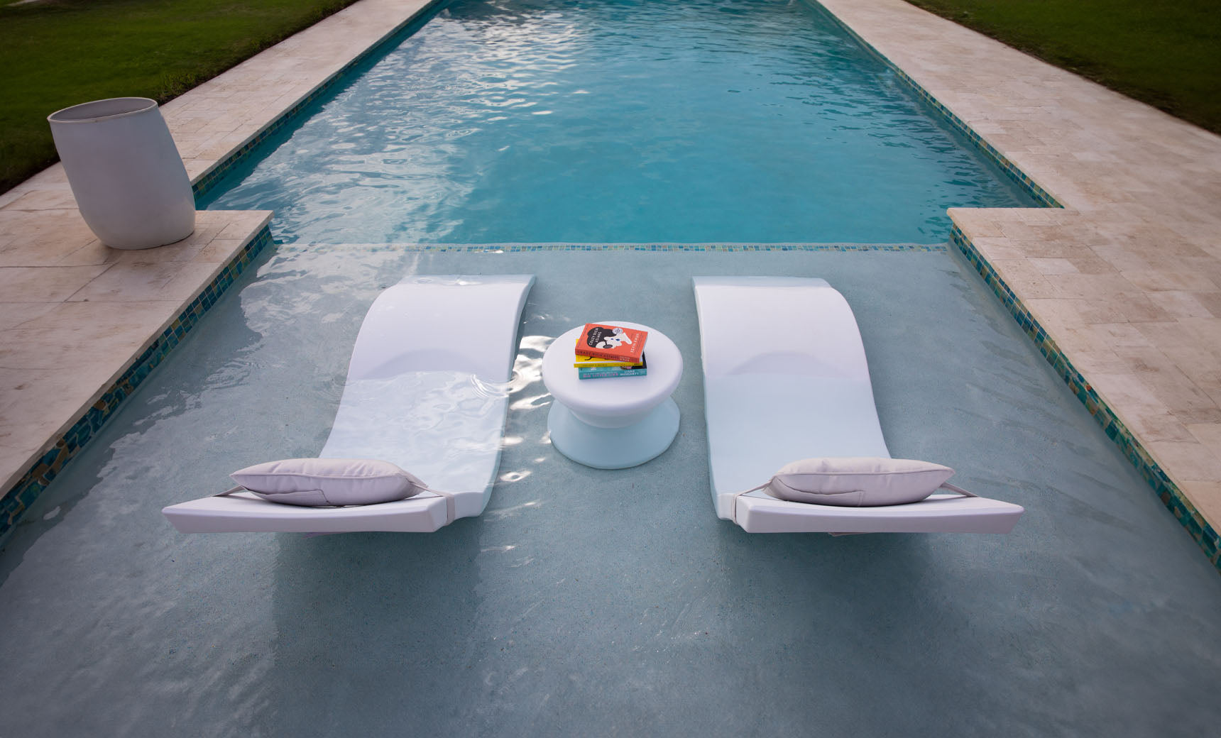 Ledge Signature Chaise Headrest Pillow and Side Table In-Pool Set