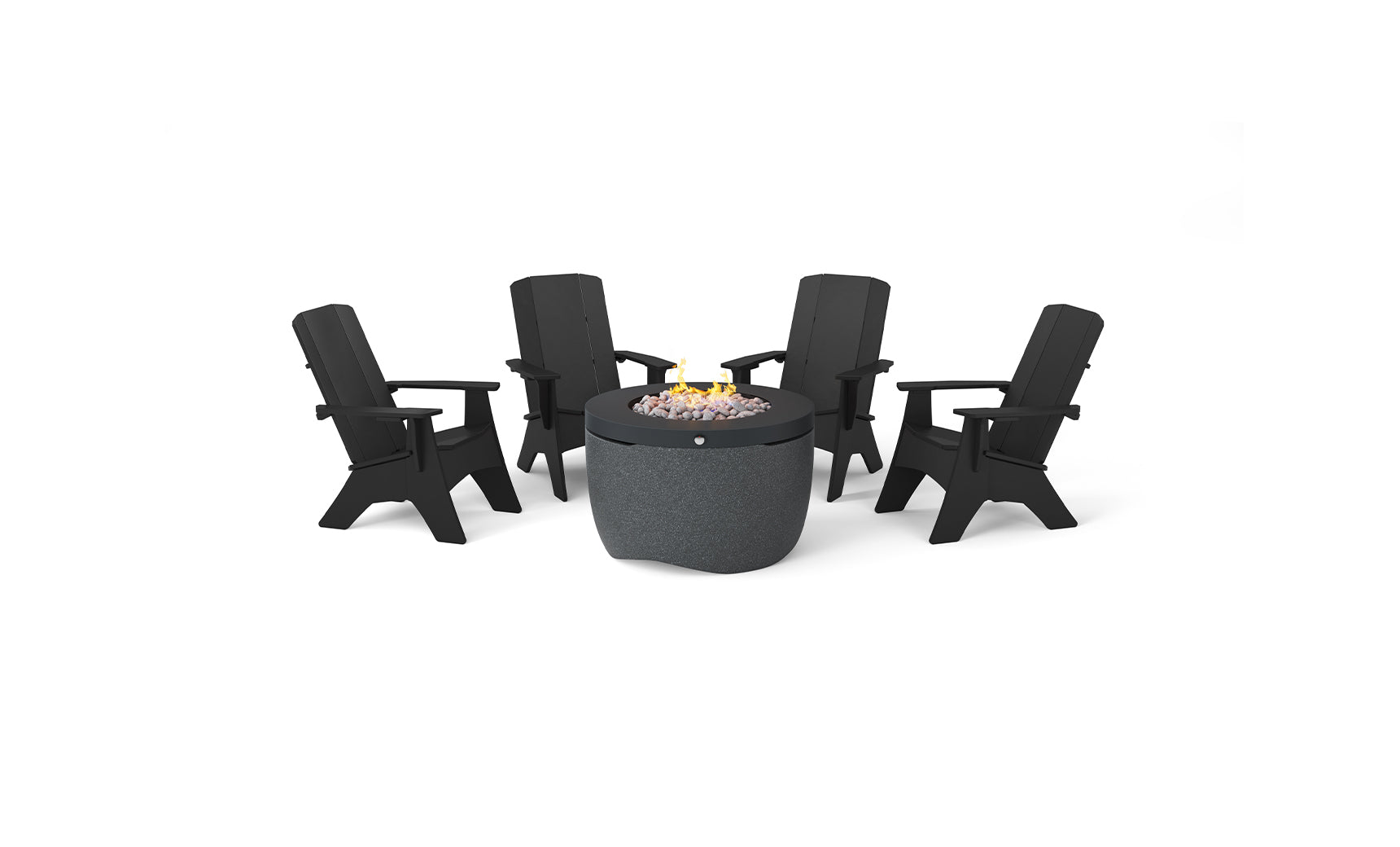 Ledge Halo Firepit with Set of 4 Adirondacks