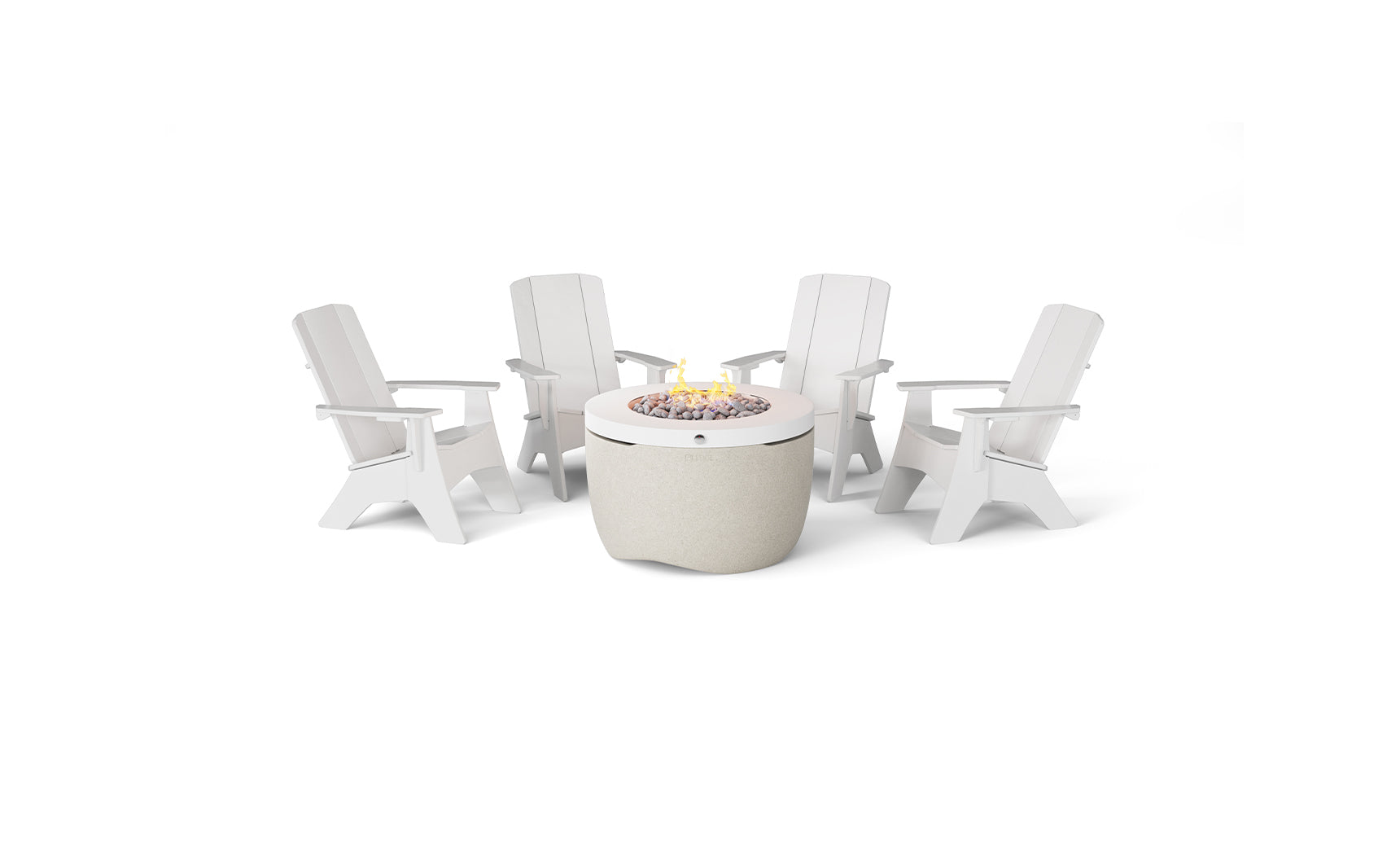 Ledge Halo Firepit with Set of 4 Adirondacks