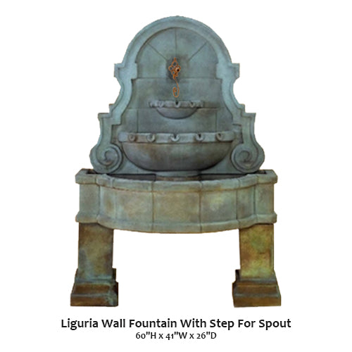 Elegant Liguria Wall Fountain with Graceful Legs and Spout