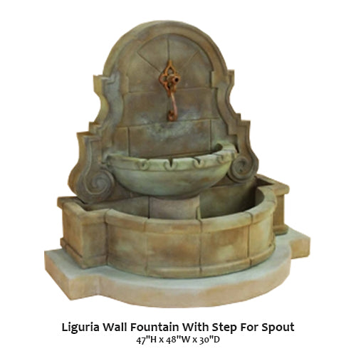 Elegant Liguria Wall Fountain with Step for a Stunning Water Feature