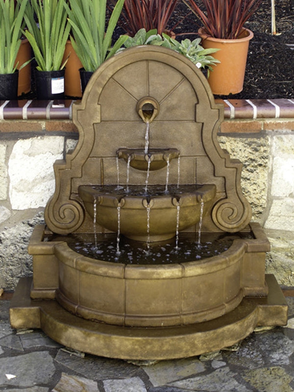 Elegantly Designed Liguria Wall Water Fountain with Step and Durable Concrete Spout
