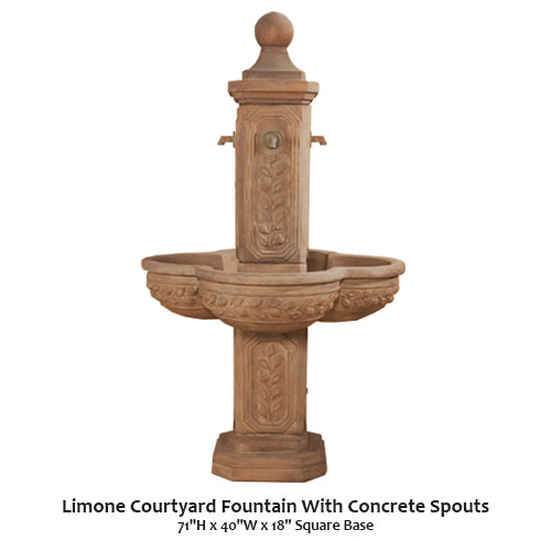Elegant Limone Courtyard Fountain with Stylish Concrete Spouts