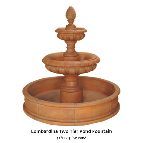 Elegant Two-Tier Lombardina Pond Fountain