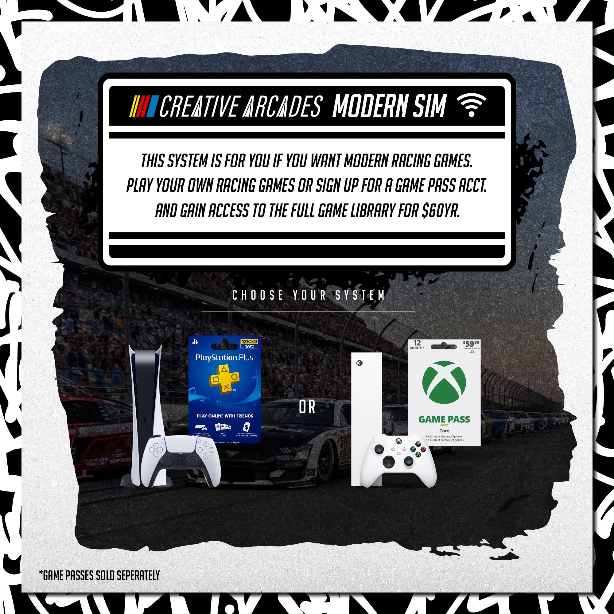 Creative Arcades Modern Racing Sim Machine | Wifi Compatible Sim Racing Arcade