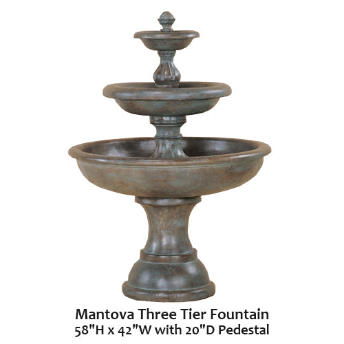 Elegant Mantova Three-Tiered Fountain for Timeless Outdoor Charm