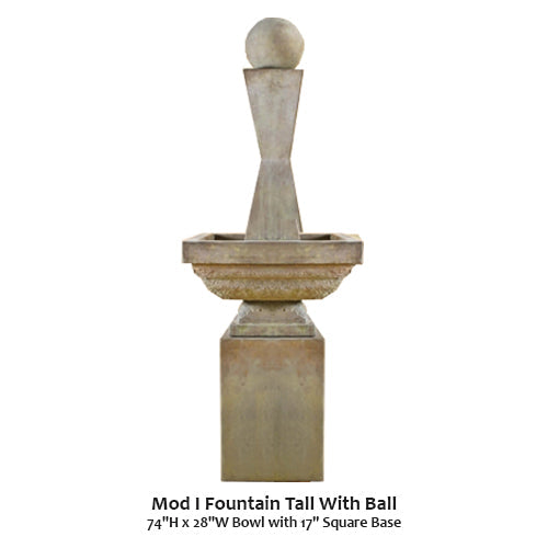 Elegant Tall Mod I Fountain with Stylish Sphere