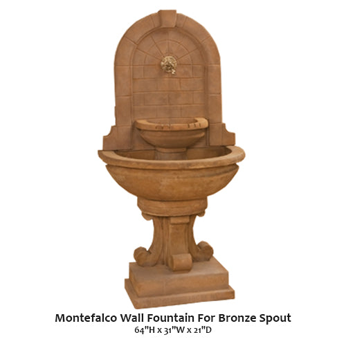 Elegant Montefalco Wall Fountain with Exquisite Bronze Spout