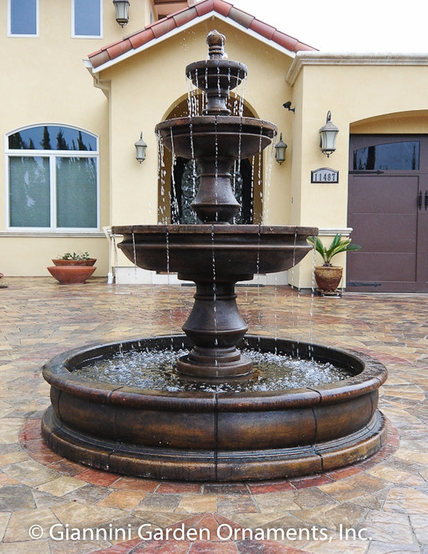 Elegant Montefalco Three-Tiered Pond Fountain for a Stunning Water Feature