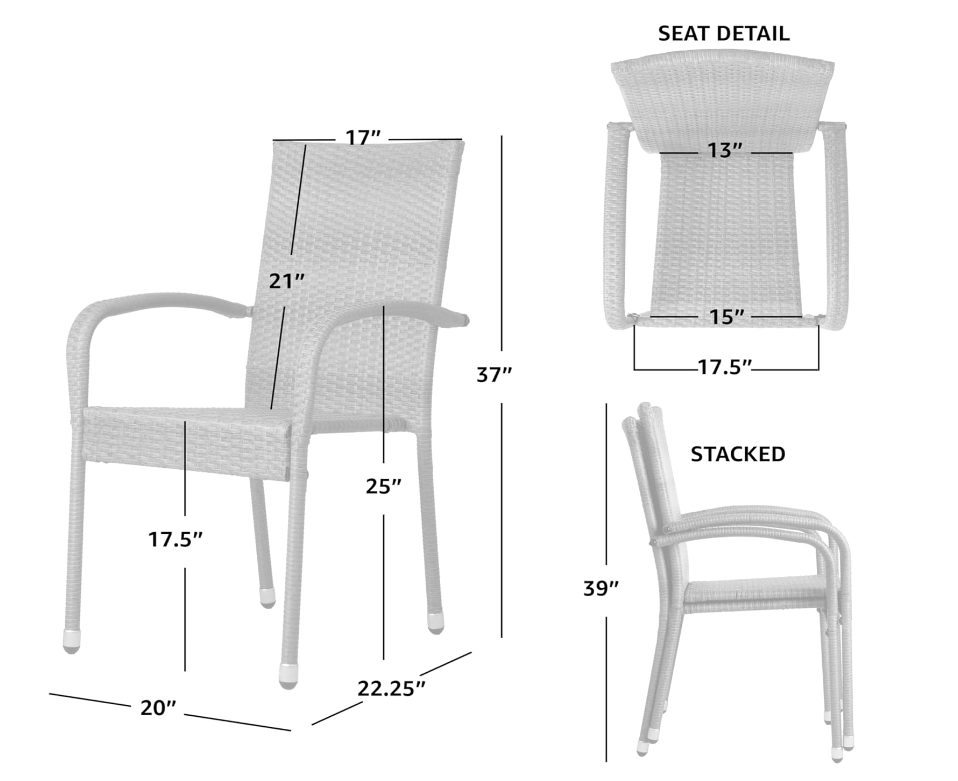 Balkene Home Weathered Gray Morgan Outdoor Wicker Stacking Chair - Set of 2 | 65254