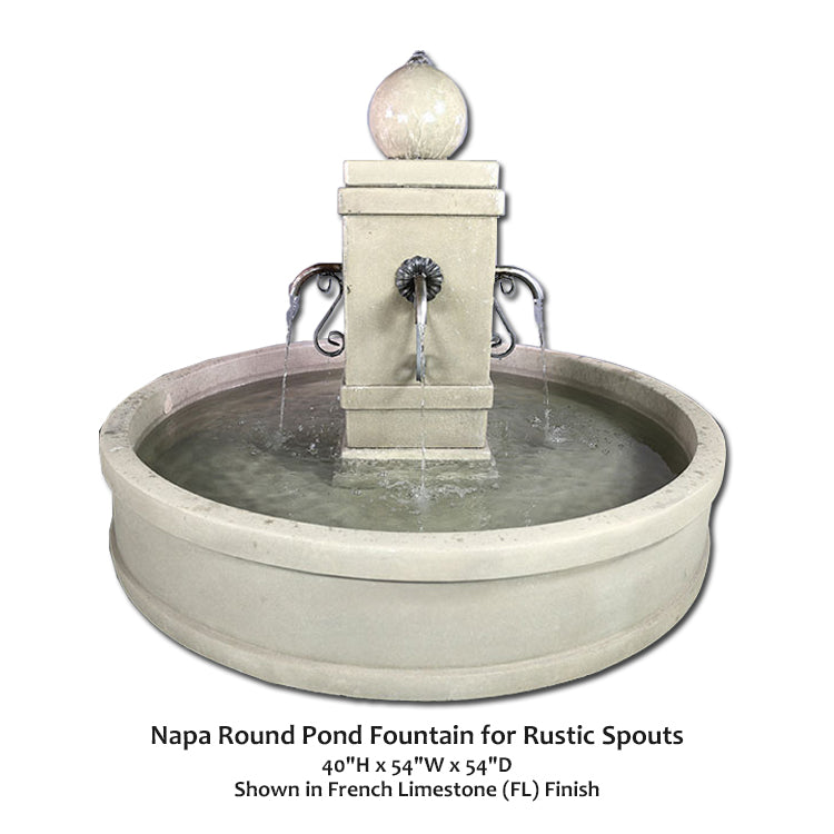 Charming Napa Round Pond Fountain with Rustic Spouts