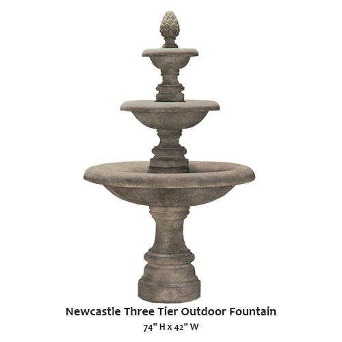 Elegant Newcastle Three-Tier Outdoor Water Fountain