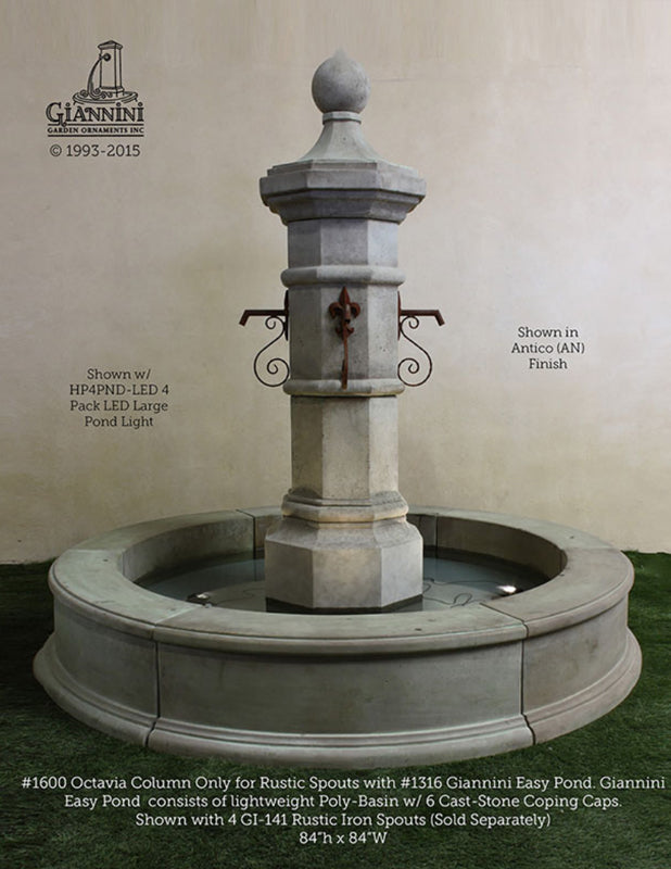 Elegant Octavia Outdoor Garden Fountain with Effortless Pond Design