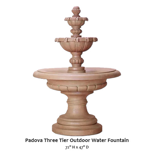 Elegant Padova Three-Tier Outdoor Water Fountain for Your Garden Retreat