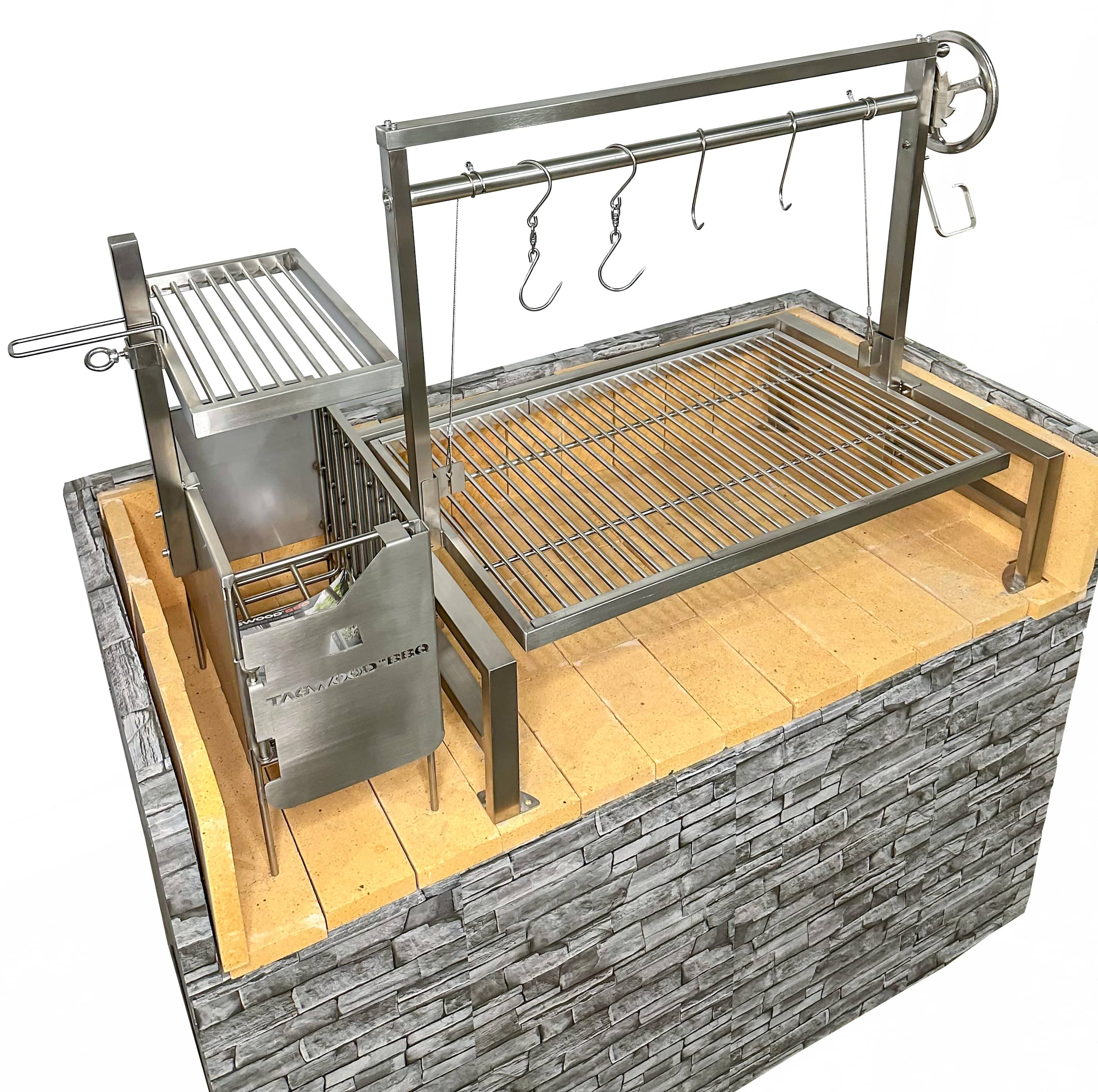 Tagwood BBQ Insert Style Argentine Santa Maria Wood Fire & Charcoal Gaucho Grill without firebricks | BBQ09SS -