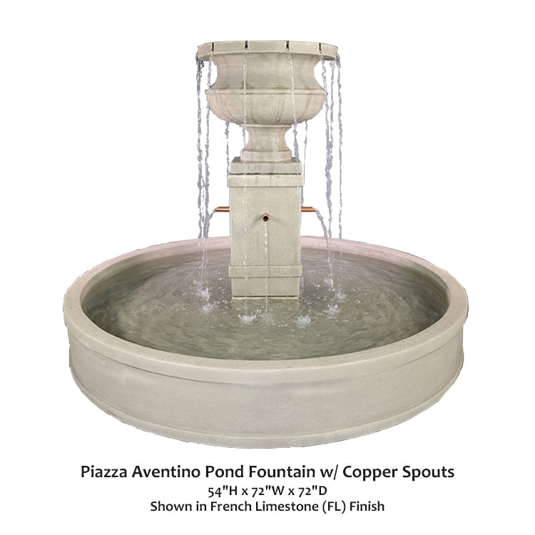 Elegant Piazza Aventino Pond Fountain with Stunning Copper Spouts