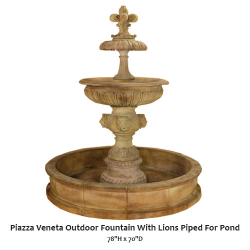 Majestic Piazza Veneta Outdoor Fountain Featuring Lion Statues – Perfectly Designed for Your Pond