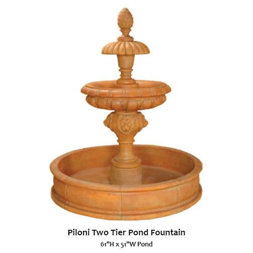 Elegant Two-Tier Pond Fountain by Piloni
