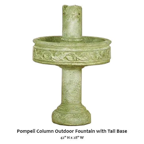 Elegant Pompeii Column Outdoor Fountain with an Impressive Tall Base