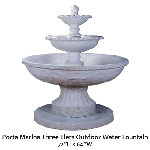 Elegant Three-Tier Outdoor Water Fountain by Porta Marina