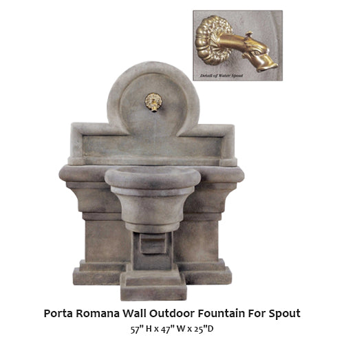 Elegant Porta Romana Outdoor Wall Fountain with Spout Design