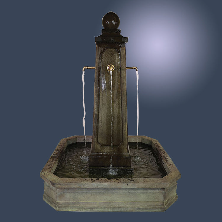 Elegant Promenade Carre Pond Fountain with Exquisite Bronze Spouts