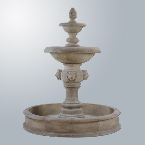 Majestic Quattro Lion Two-Tiered Pond Fountain