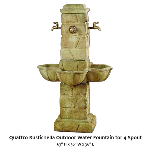Elegante Fontana da Giardino Quattro Rustichella con 4 Zampilli
