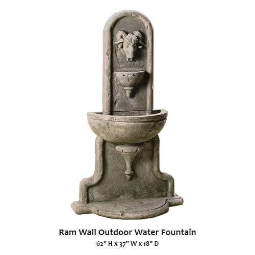 Elegant Ram Wall Outdoor Water Feature