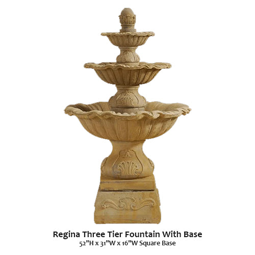 Elegant Regina Three-Tier Fountain with Stylish Base