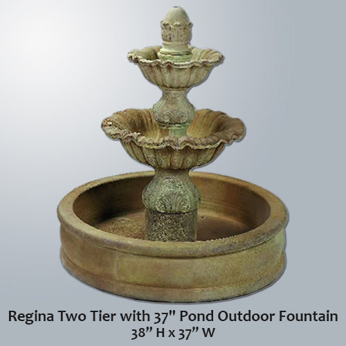 Elegant Regina 37" Two-Tier Outdoor Pond Fountain