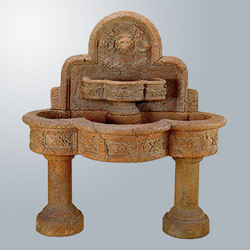 Elegant Ricco Deruta Outdoor Wall Fountain with Dual Pedestals