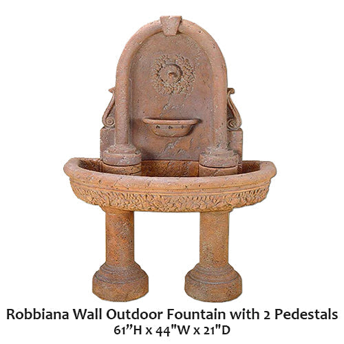 Elegant Robbiana Outdoor Wall Fountain with Dual Pedestal Design