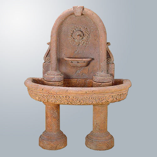 Elegant Robbiana Outdoor Wall Fountain with Dual Pedestal Design