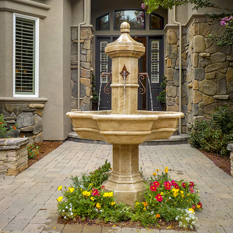 Elegant Roubaix Concrete Outdoor Fountain with Stylish Spouts