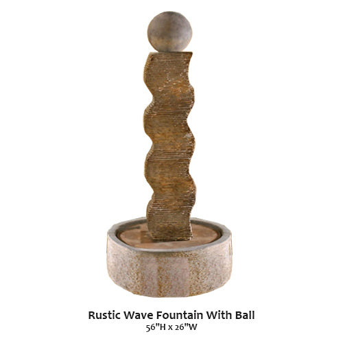 Charming Rustic Wave Fountain Featuring a Floating Ball