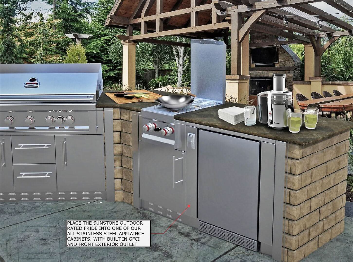 Sunstone 21" Stainless Steel Outdoor Rated Refrigerator - SAPFR21PRO