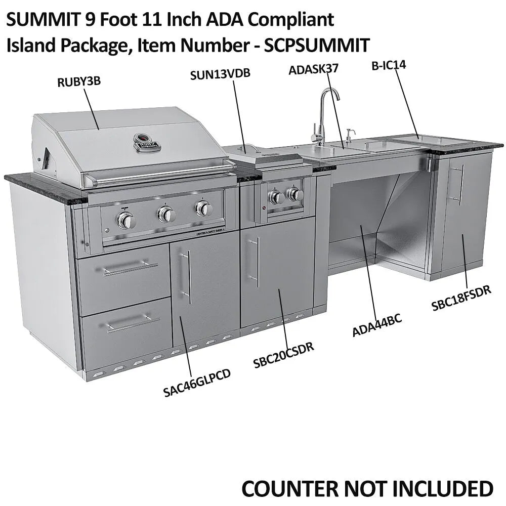 Sunstone Grills THE SUMMIT 10FT ADA-Compliant Cabinet Island Package – SCPSUMMIT10